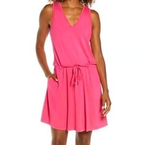 Sweaty Betty Pink Take It Easy Cinched Drop Waist Drawstring Dress Size Medium